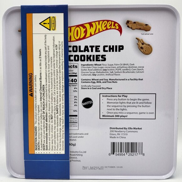 Hot Wheels Chasing Lights Electronic Activity Chocolate Chip Cookies Tin… - Picture 2 of 4